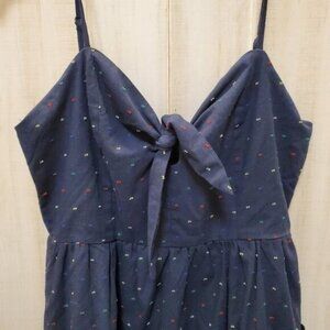 100% Cotton Tie Front Midi Dress Pockets Size M- EUC!